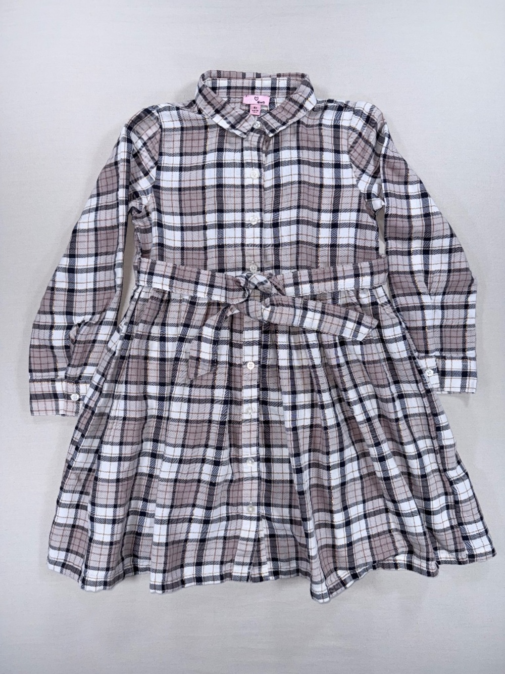Victory Heart Girls Plaid Shirt Dress Long Sleeve Size 6x